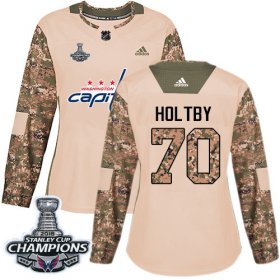 Wholesale Cheap Adidas Capitals #70 Braden Holtby Camo Authentic 2017 Veterans Day Stanley Cup Final Champions Women\'s Stitched NHL Jersey