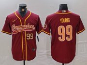 Cheap Men's Washington Commanders #99 Chase Young Burgundy With Patch Cool Base Stitched Baseball Jerseys