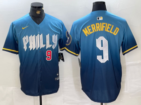 Cheap Men\'s Philadelphia Phillies #9 Whit Merrifield Blue 2024 City Connect Limited Stitched Jerseys