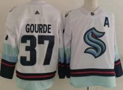 Wholesale Cheap Men's Seattle Kraken #37 Yanni Gourde White Authentic Jersey