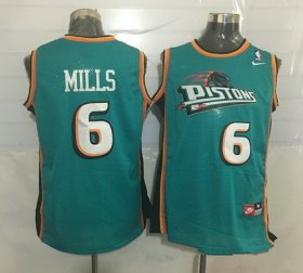 Wholesale Cheap Men\'s Detroit Pistons #6 Terry Mills Teal Green Hardwood Classics Soul Swingman Throwback Jersey