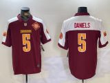 Cheap Men's Washington Commanders #5 Jayden Daniels Red Thanksgiving 2024 FUSE With 90th Vapor Limited Stitched Jersey