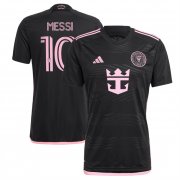 Cheap Men's Inter Miami CF #10 Lionel Messi Black 2024-25 Away Soccer Jersey