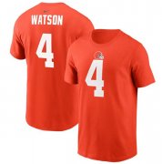 Wholesale Cheap Men's Cleveland Browns #4 Deshaun Watson 2022 Orange Name & Number T-Shirt