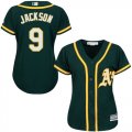 Wholesale Cheap Athletics #9 Reggie Jackson Green Alternate Women's Stitched MLB Jersey