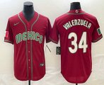 Cheap Men's Mexico Baseball #34 Fernando Valenzuela 2023 Red Blue World Baseball Classic Stitched Jerseys