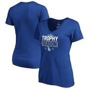 Wholesale Cheap Los Angeles Dodgers Majestic Women's 2019 Postseason Around the Horn V-Neck T-Shirt Royal