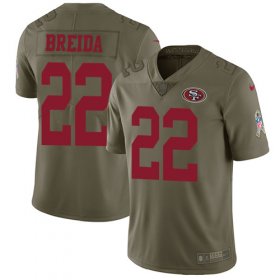 Wholesale Cheap Nike 49ers #22 Matt Breida Olive Men\'s Stitched NFL Limited 2017 Salute To Service Jersey