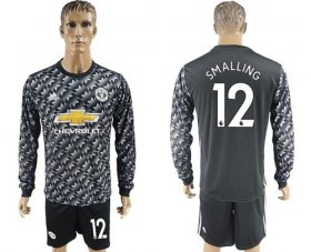 Wholesale Cheap Manchester United #12 Smalling Black Long Sleeves Soccer Club Jersey