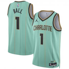 Cheap Men\'s Charlotte Hornets #1 LaMelo Ball Mint 2024-25 City Edition Stitched Basketball Jersey