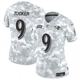 Cheap Women\'s Baltimore Ravens #9 Justin Tucker 2024 F.U.S.E Arctic Camo Salute To Service Limited Stitched Football Jersey(Run Small)