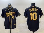 Cheap Men's Los Angeles Dodgers #10 Justin Turner Black Cool Base Stitched MLB Jersey