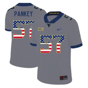 Wholesale Cheap West Virginia Mountaineers 57 Adam Pankey Gray USA Flag College Football Jersey