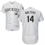 Wholesale Cheap Rockies #14 Tony Wolters White Strip Flexbase Authentic Collection Stitched MLB Jersey