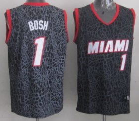 Wholesale Cheap Miami Heat #1 Chris Bosh Black Leopard Print Fashion Jersey