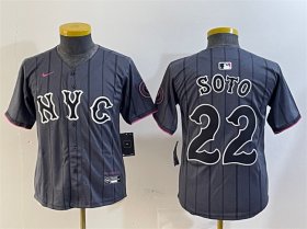 Cheap Youth New York Mets #22 Juan Soto Graphite 2024 City Connect Limited Stitched Baseball Jersey