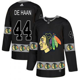 Wholesale Cheap Adidas Blackhawks #44 Calvin De Haan Black Authentic Team Logo Fashion Stitched NHL Jersey