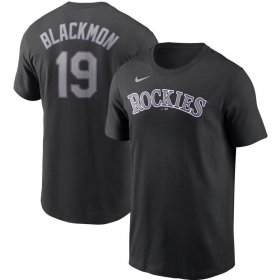 Wholesale Cheap Colorado Rockies #19 Charlie Blackmon Nike Name & Number T-Shirt Black