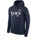 Wholesale Cheap Men's Los Angeles Rams Nike Navy Sideline ThermaFit Performance PO Hoodie