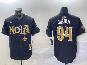 Men\'s New Orleans Saints #94 Cameron Jordan Black Cool Base Stitched Baseball Jersey