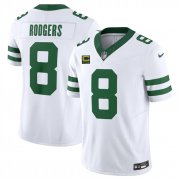 Cheap Men's New York Jets #8 Aaron Rodgers White 2023 F.U.S.E. With 4-Star C Patch Vapor Limited Throwback Stitched Football Jersey