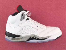 Wholesale Cheap Womens Air Jordan 5 White Cement White/Grey cement-Black-Red