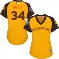 Wholesale Cheap Red Sox #34 David Ortiz Gold 2016 All-Star American League Women's Stitched MLB Jersey