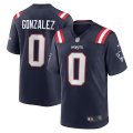 Cheap Men's New England Patriots #0 Christian Gonzalez Navy Stitched Game Jersey