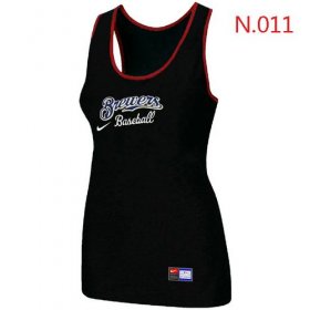 Wholesale Cheap Women\'s Nike Milwaukee Brewers Tri-Blend Racerback Stretch Tank Top Black