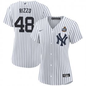 Cheap Women\'s New York Yankees #48 Anthony Rizzo White 2024 World Series Cool Base Stitched Baseball Jersey(Run Small)