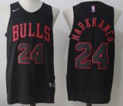 Wholesale Cheap Men's Chicago Bulls #24 Lauri Markkanen All Black 2017-2018 Nike Swingman Stitched NBA Jersey