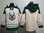 Wholesale Cheap Men's Milwaukee Bucks Blank Cream Hoodie