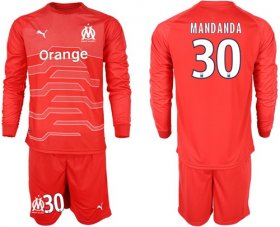 Wholesale Cheap Marseille #30 Mandanda Red Goalkeeper Long Sleeves Soccer Club Jersey