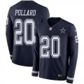 Wholesale Cheap Men's Cowboys #20 Tony Pollard Navy Blue Team Color Men's Stitched NFL Limited Therma Long Sleeve Jersey