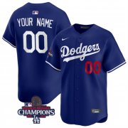 Cheap Men's Los Angeles Dodgers Active Player Cuatom Royal 2024 World Series Champions Alternate Limited Stitched Baseball Jersey