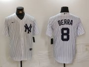 Cheap Men's New York Yankees #8 Yogi Berra White Stitched Nike Cool Base Throwback Jersey