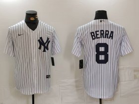 Cheap Men\'s New York Yankees #8 Yogi Berra White Stitched Nike Cool Base Throwback Jersey