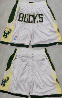 Men\'s Milwaukee Bucks White Shorts (Run Small)