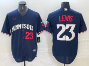 Cheap Men's Minnesota Twins #23 Royce Lewis Number 2023 Navy Blue Cool Base Stitched Jersey