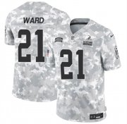 Cheap Men's Cleveland Browns #21 Denzel Ward 2024 F.U.S.E Arctic Camo Salute To Service Limited Stitched Football Jersey