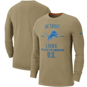 Wholesale Cheap Men\'s Detroit Lions Nike Tan 2019 Salute to Service Sideline Performance Long Sleeve Shirt