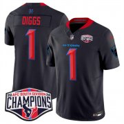 Cheap Men's Houston Texans #1 Stefon Diggs Navy 2nd Alternate F.U.S.E. 2024 AFC South Division Champions Vapor Limited Stitched Football Jersey