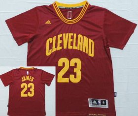 Wholesale Cheap Men\'s Cleveland Cavaliers #23 LeBron James Revolution 30 Swingman 2014 New Red Short-Sleeved Jersey