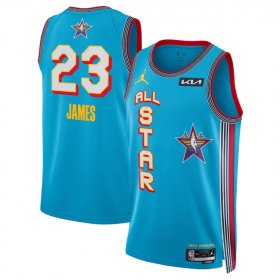 Cheap Men\'s 2025 All-Star #23 LeBron James Light Blue Stitched Basketball Jersey