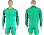 Wholesale Cheap Greece Blank Green Goalkeeper Long Sleeves Soccer Country Jersey