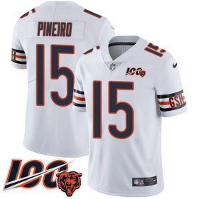 Wholesale Cheap Nike Bears #15 Eddy Pineiro White Men\'s 100th Season Stitched NFL Vapor Untouchable Limited Jersey