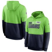 Wholesale Cheap Seattle Seahawks Nike Sideline Impact Lockup Performance Pullover Hoodie Neon Green College Navy