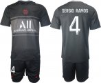 Wholesale Cheap Men 2021-2022 ClubParis Saint-GermainSecond away black 4 Soccer Jersey