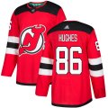 Wholesale Cheap Adidas Devils #86 Jack Hughes Red Home Authentic Stitched NHL Jersey