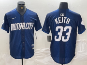 Cheap Men's Detroit Tigers #33 Colt Keith 2024 Navy City Connect Cool Base Limited Stitched Jersey